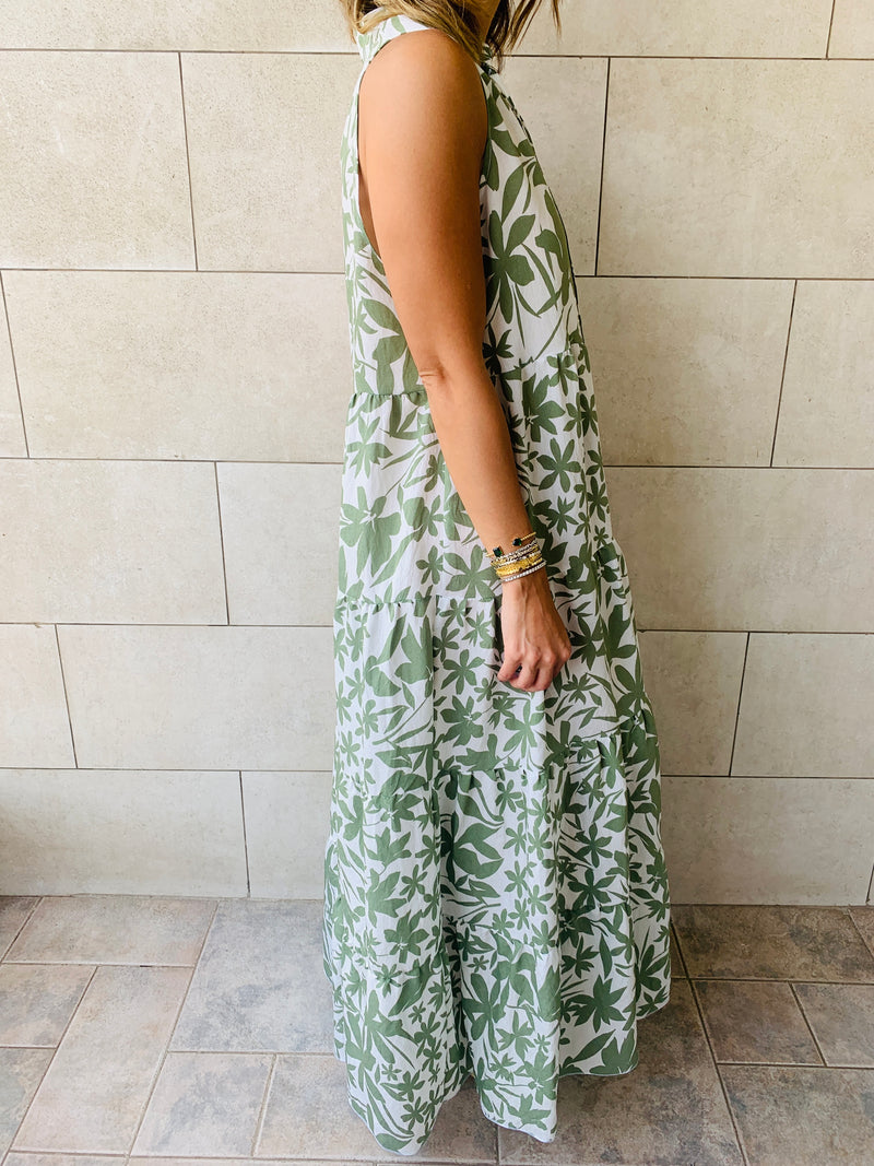 Olive Floral Summer Dress