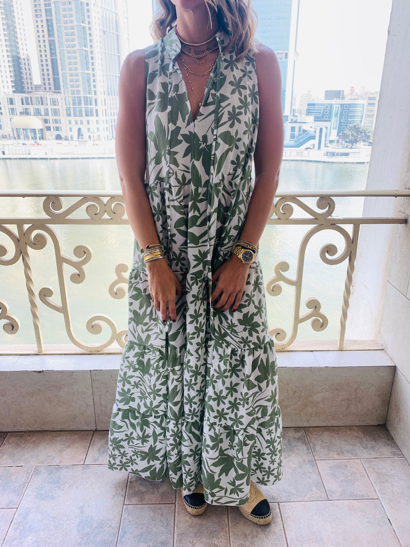 Olive Floral Summer Dress