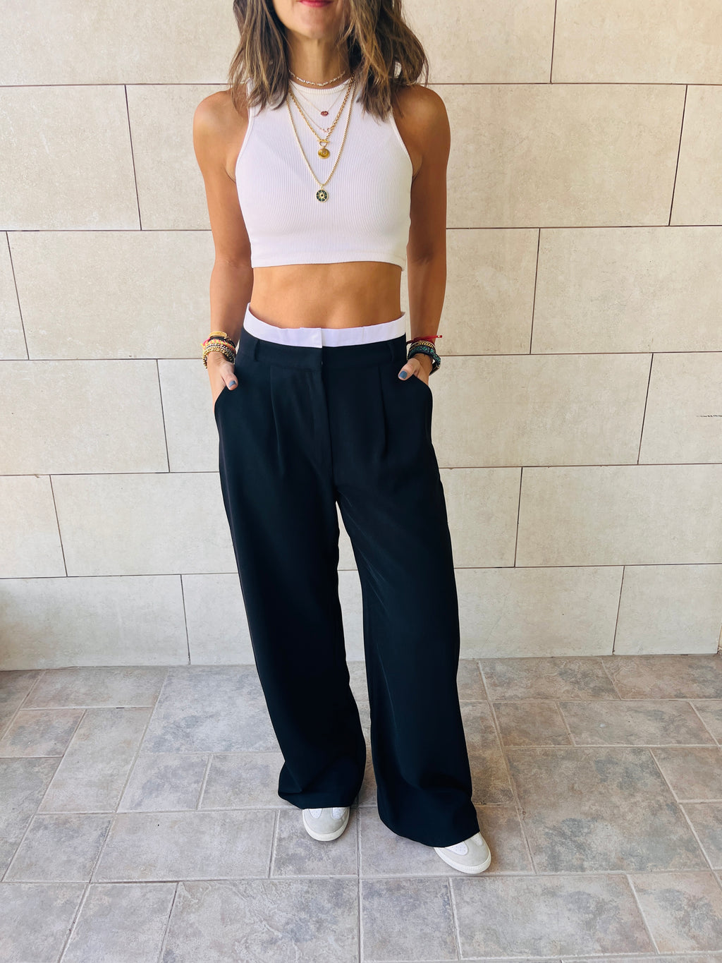 Black Reversed Lowrise Pants