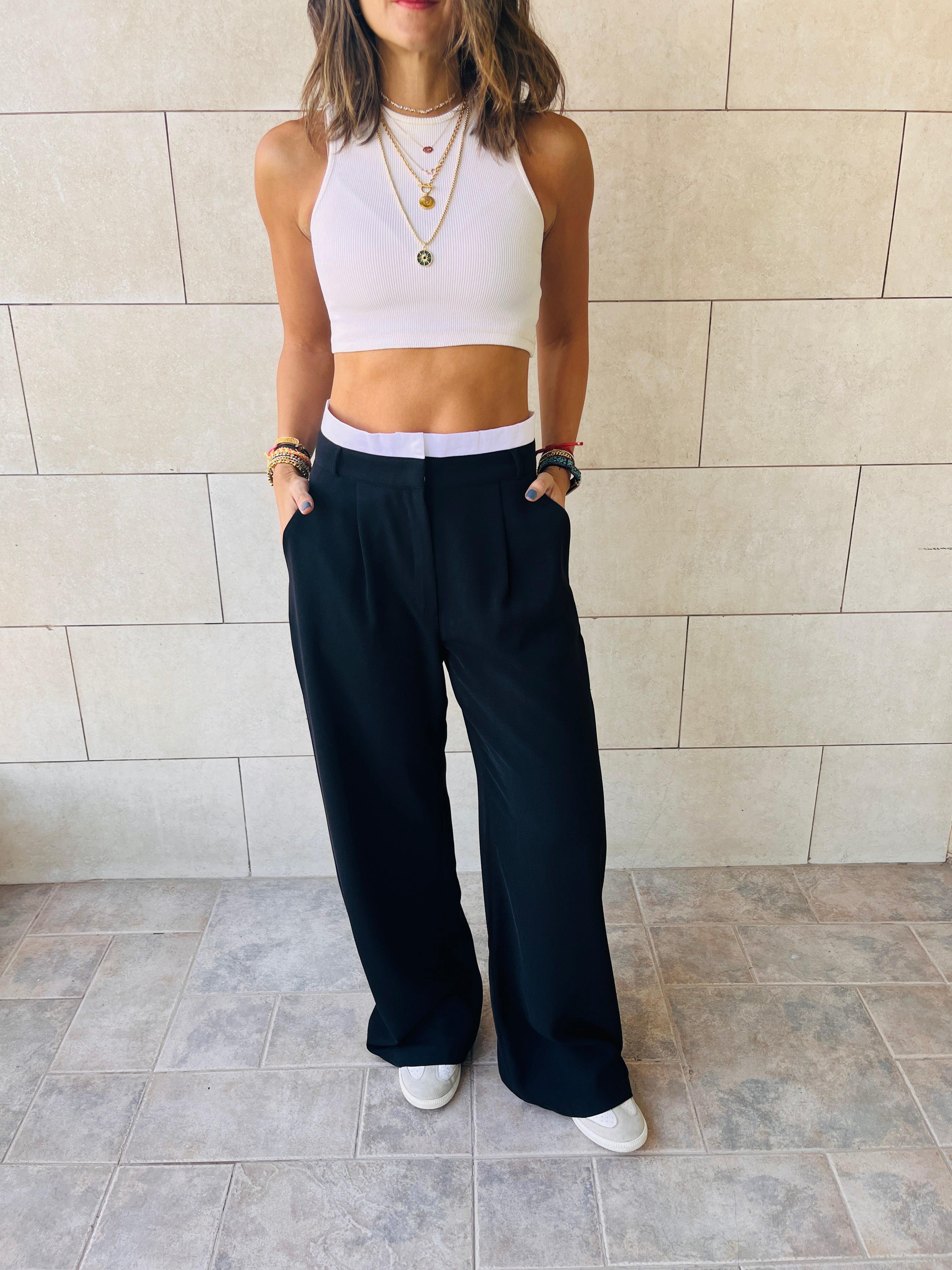 Black Reversed Lowrise Pants