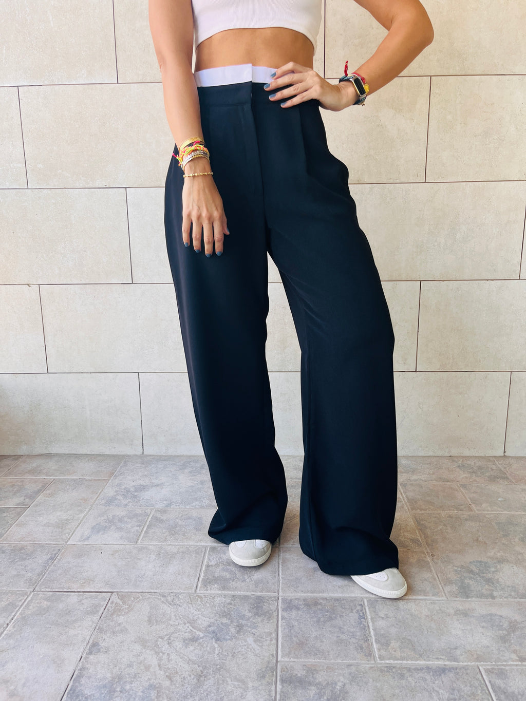 Black Reversed Lowrise Pants