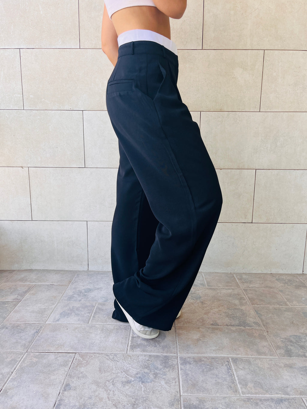 Black Reversed Lowrise Pants
