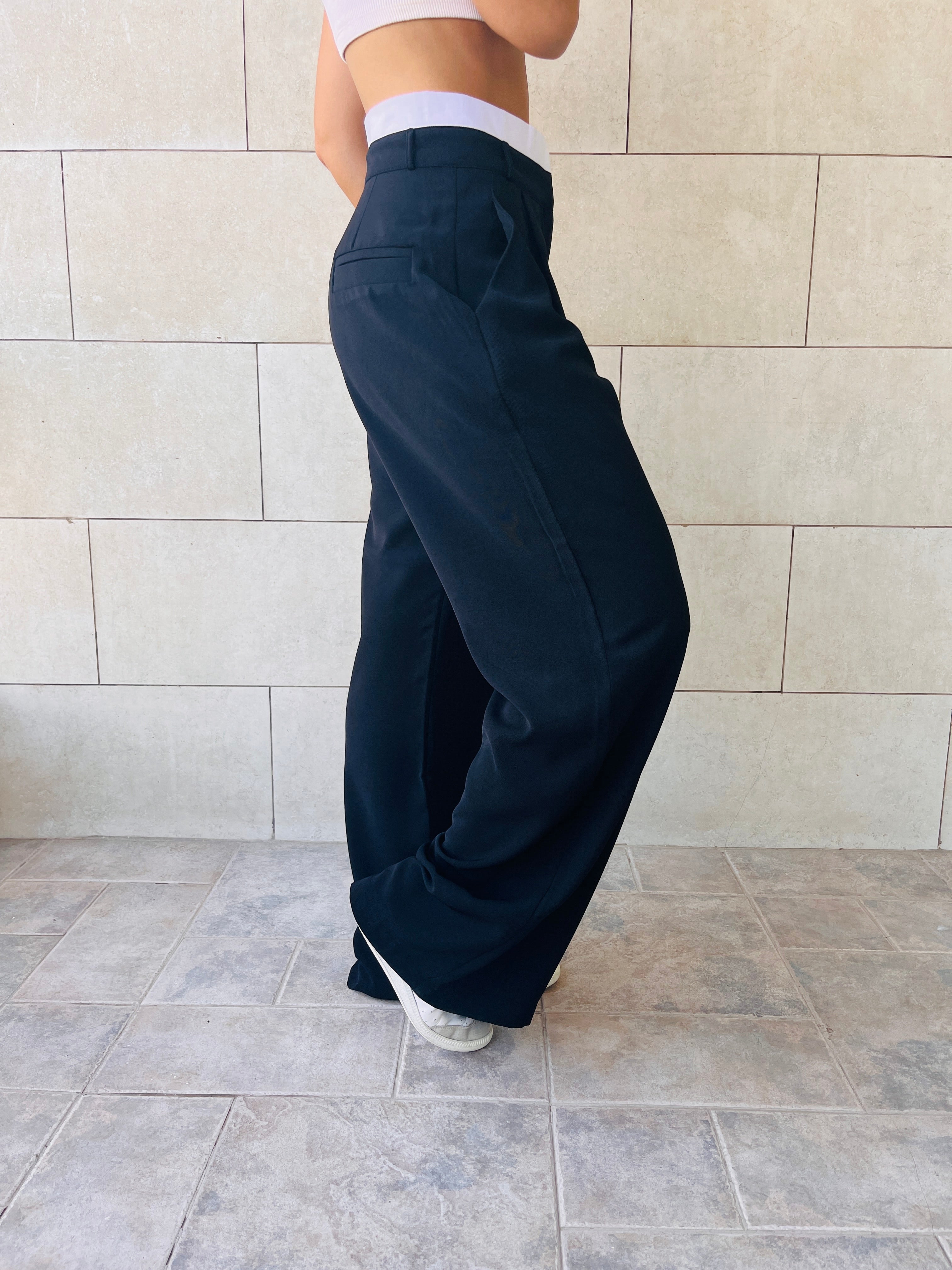 Black Reversed Lowrise Pants