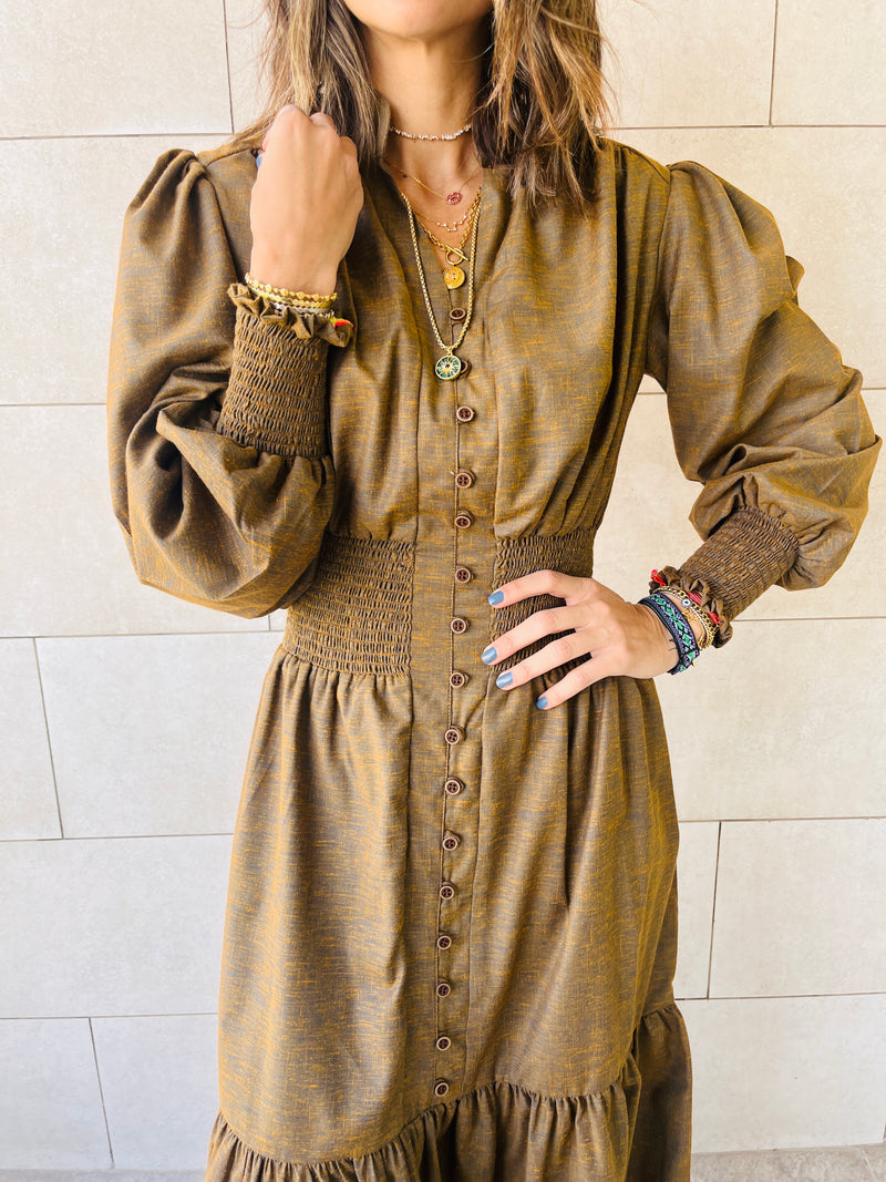 Brown Cottage Linen Dress