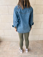 Blue Exaggerated Double Pocket Denim Jacket
