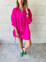 Fuchsia Side Tie Shirt