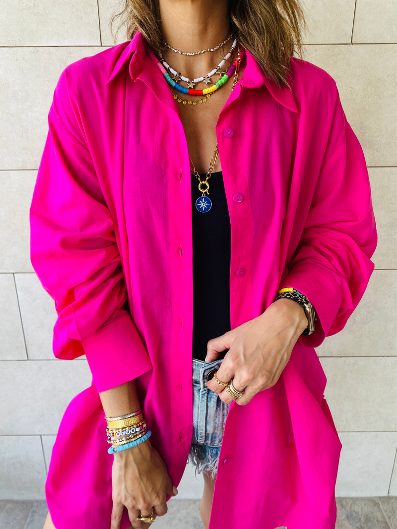 Fuchsia Side Tie Shirt