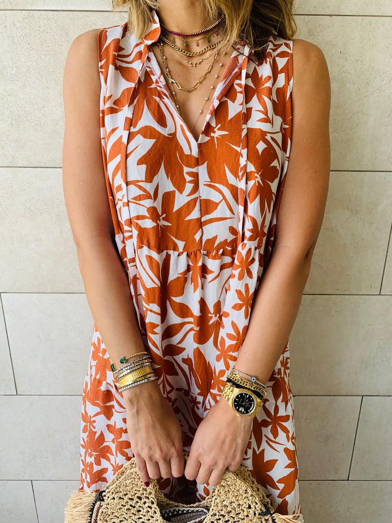 Rust Floral Summer Dress