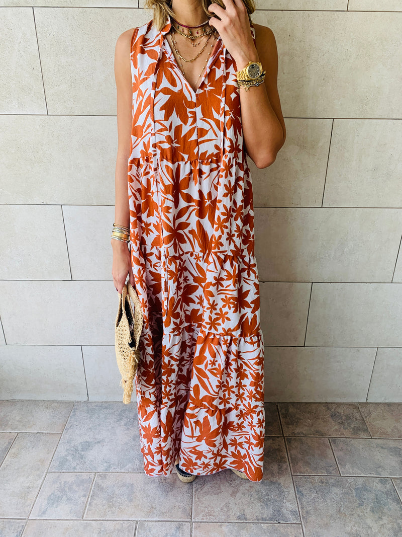 Rust Floral Summer Dress