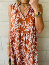 Rust Floral Summer Dress