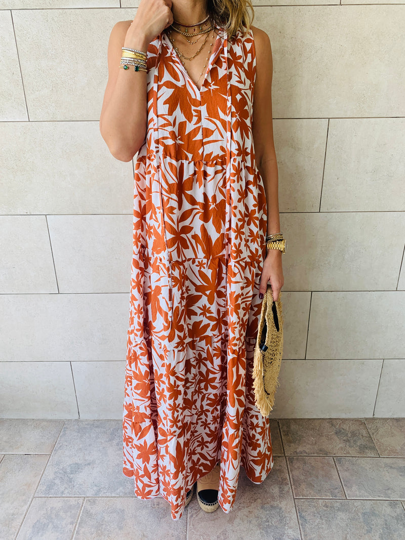 Rust Floral Summer Dress