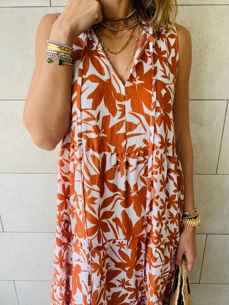 Rust Floral Summer Dress
