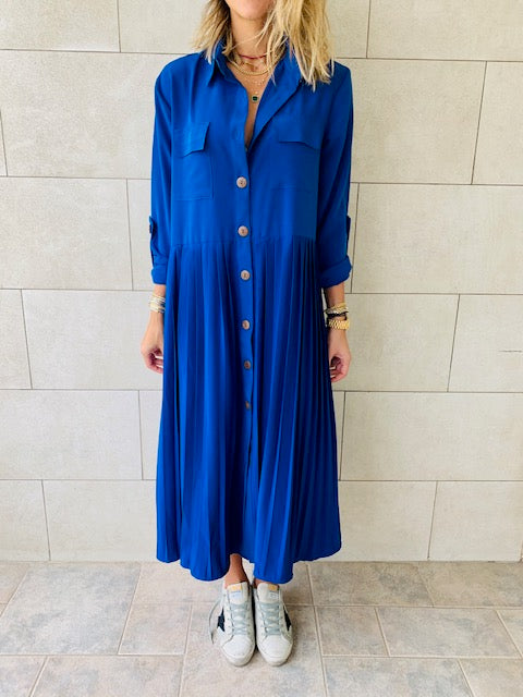 Blue Aria Plisse Dress