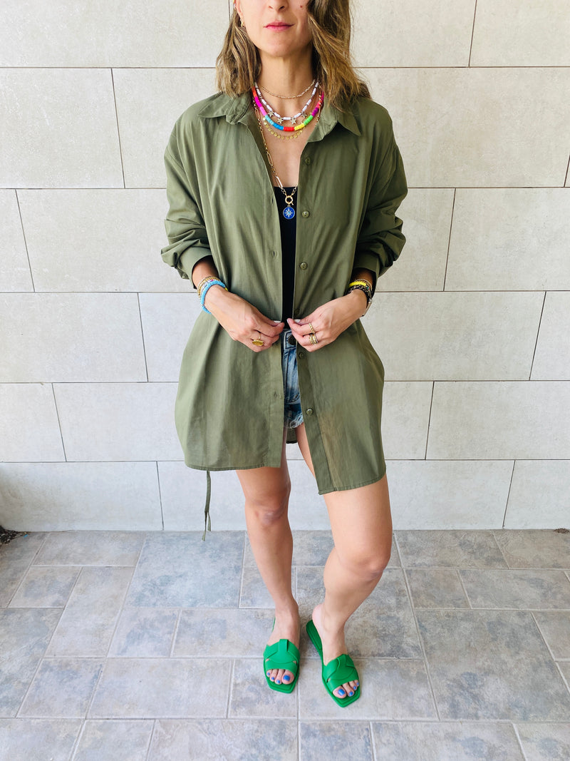 Olive Side Tie Shirt