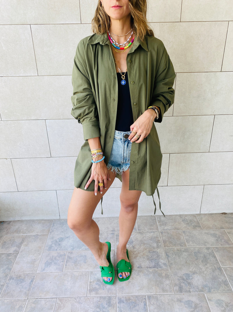 Olive Side Tie Shirt