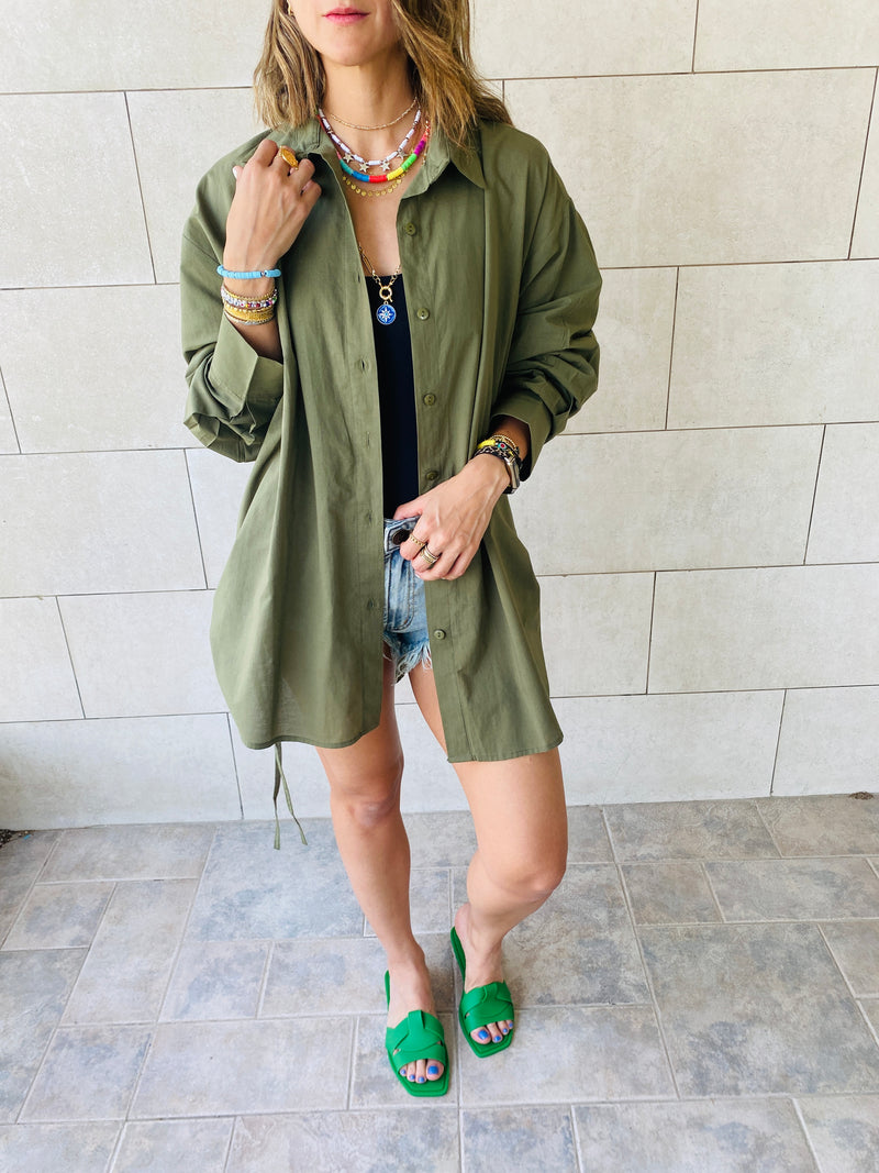 Olive Side Tie Shirt
