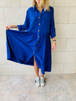 Blue Aria Plisse Dress