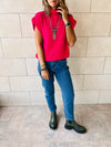 Fuchsia Sleeveless Knit Vest