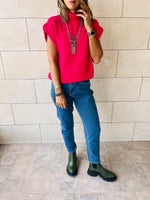 Fuchsia Sleeveless Knit Vest