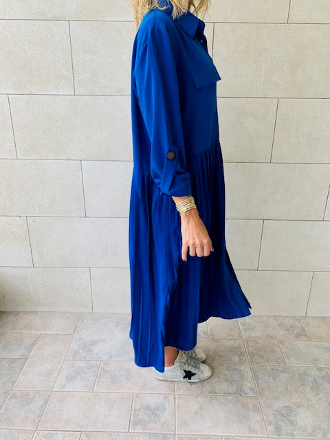 Blue Aria Plisse Dress