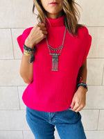Fuchsia Sleeveless Knit Vest
