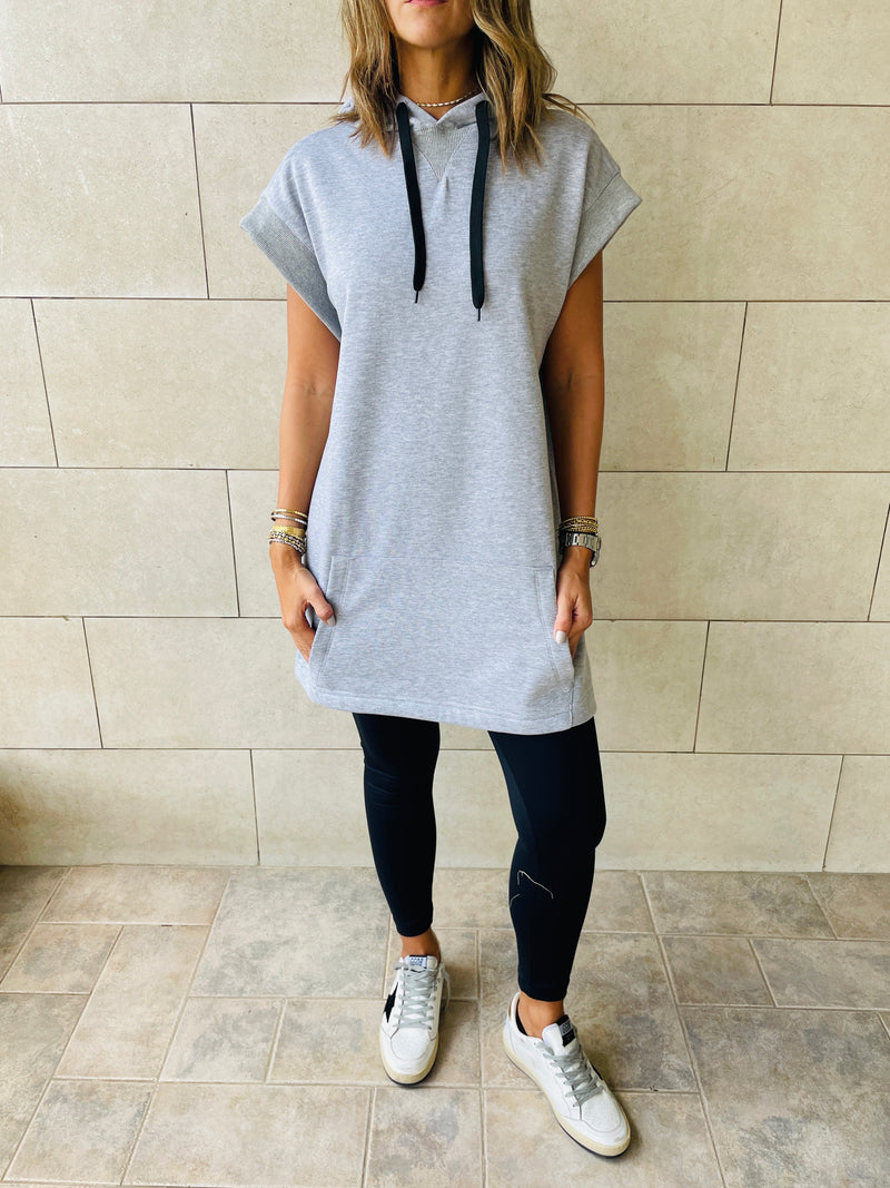 Grey Short Sleeve Hoodie