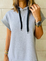Grey Short Sleeve Hoodie