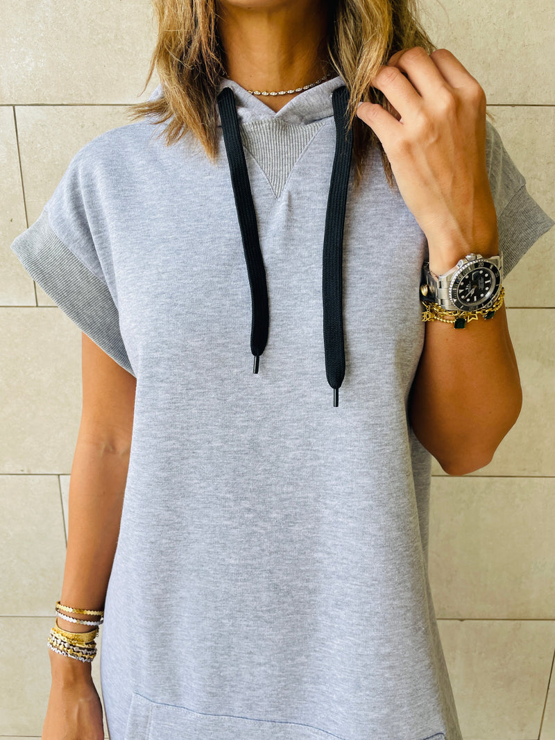 Grey Short Sleeve Hoodie