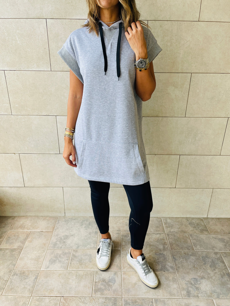 Grey Short Sleeve Hoodie