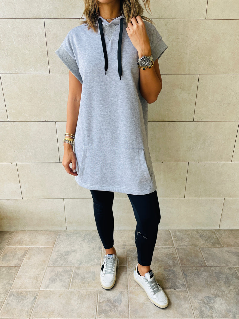 Grey Short Sleeve Hoodie