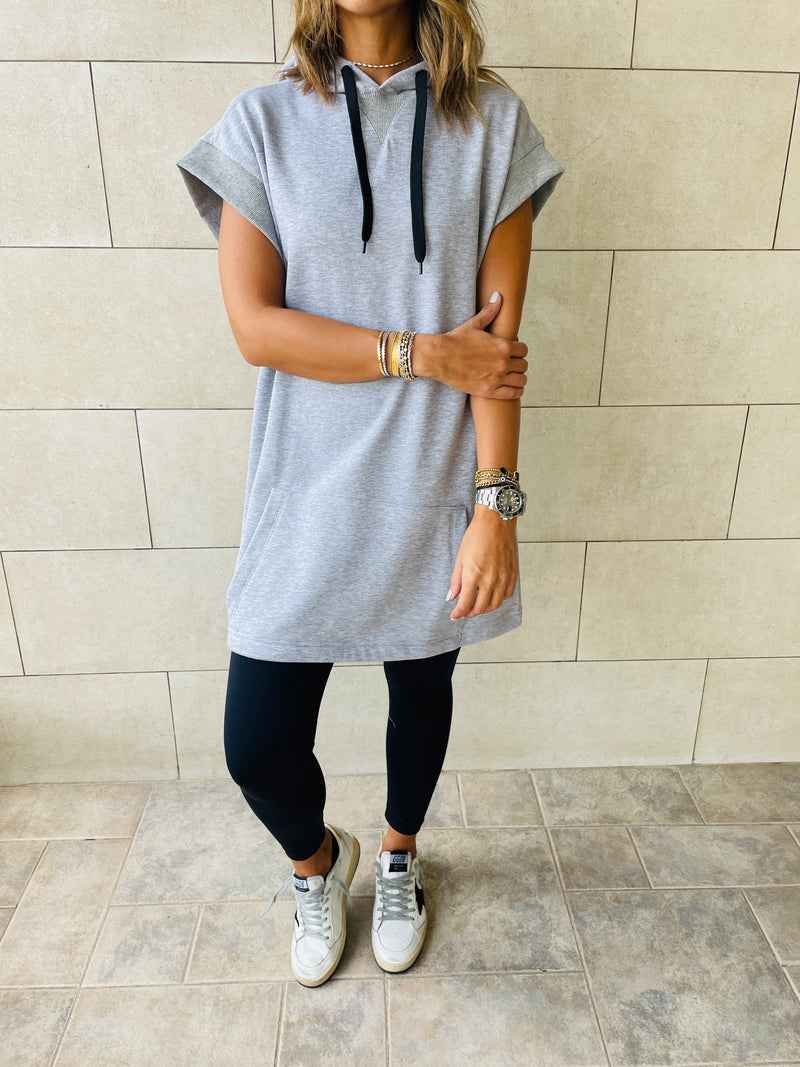 Grey Short Sleeve Hoodie