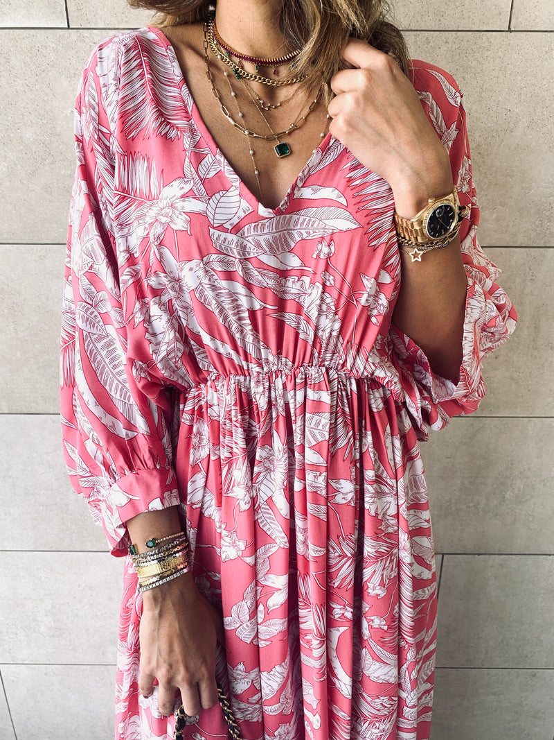 Pink Ramadan Floral Dress