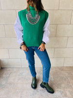 Green Sleeveless Knit Vest