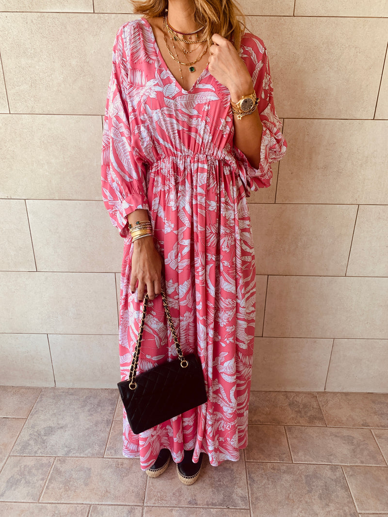 Pink Ramadan Floral Dress