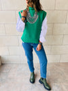 Green Sleeveless Knit Vest