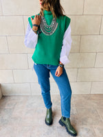 Green Sleeveless Knit Vest