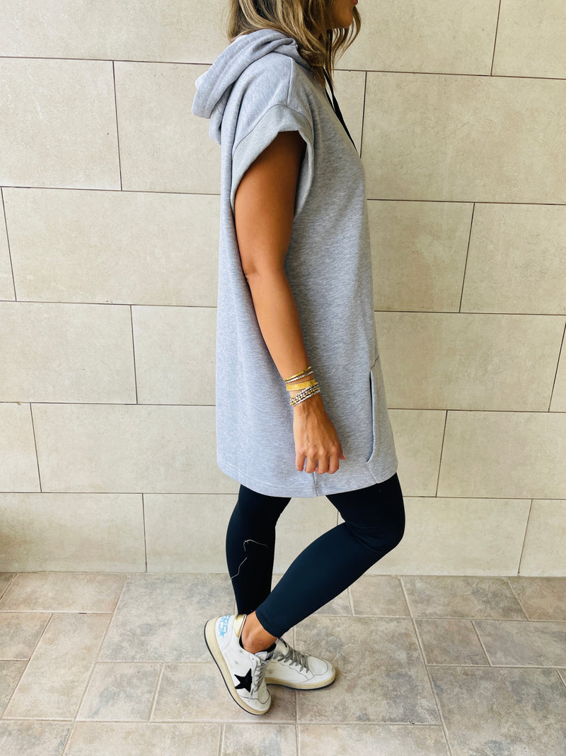 Grey Short Sleeve Hoodie