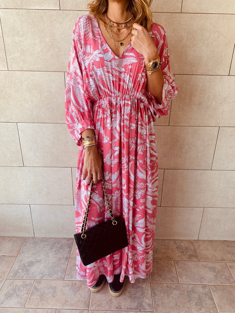Pink Ramadan Floral Dress