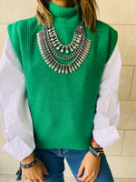 Green Sleeveless Knit Vest