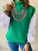 Green Sleeveless Knit Vest