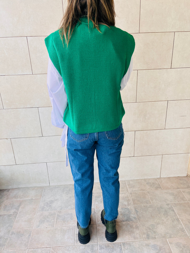 Green Sleeveless Knit Vest