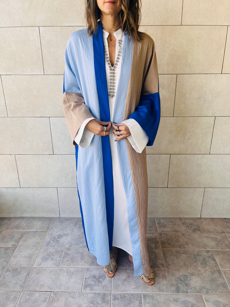 Blue Cubist Colorblock Kimono