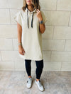 Beige Short Sleeve Hoodie