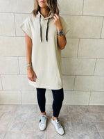 Beige Short Sleeve Hoodie