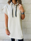 Beige Short Sleeve Hoodie