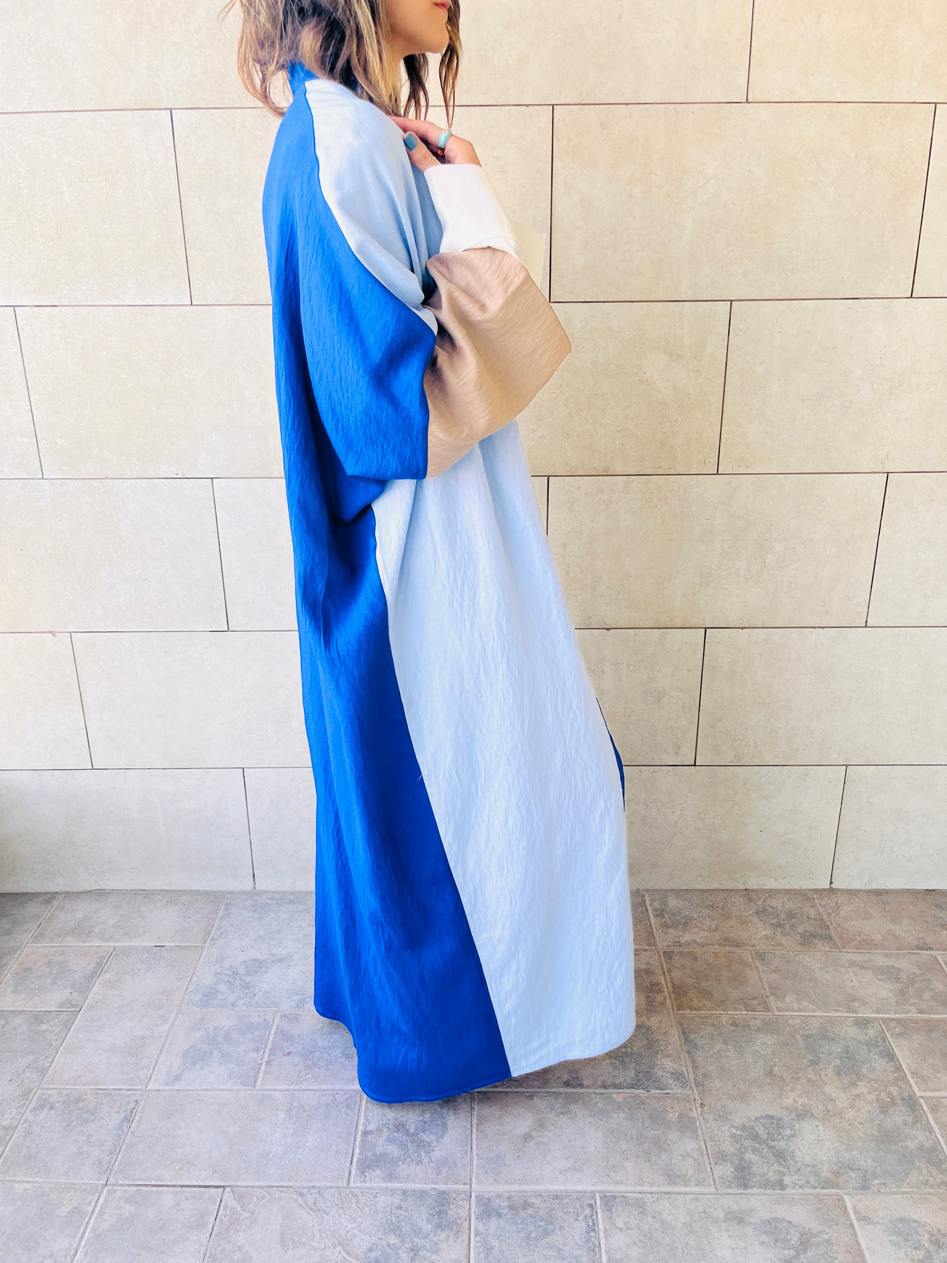 Blue Cubist Colorblock Kimono