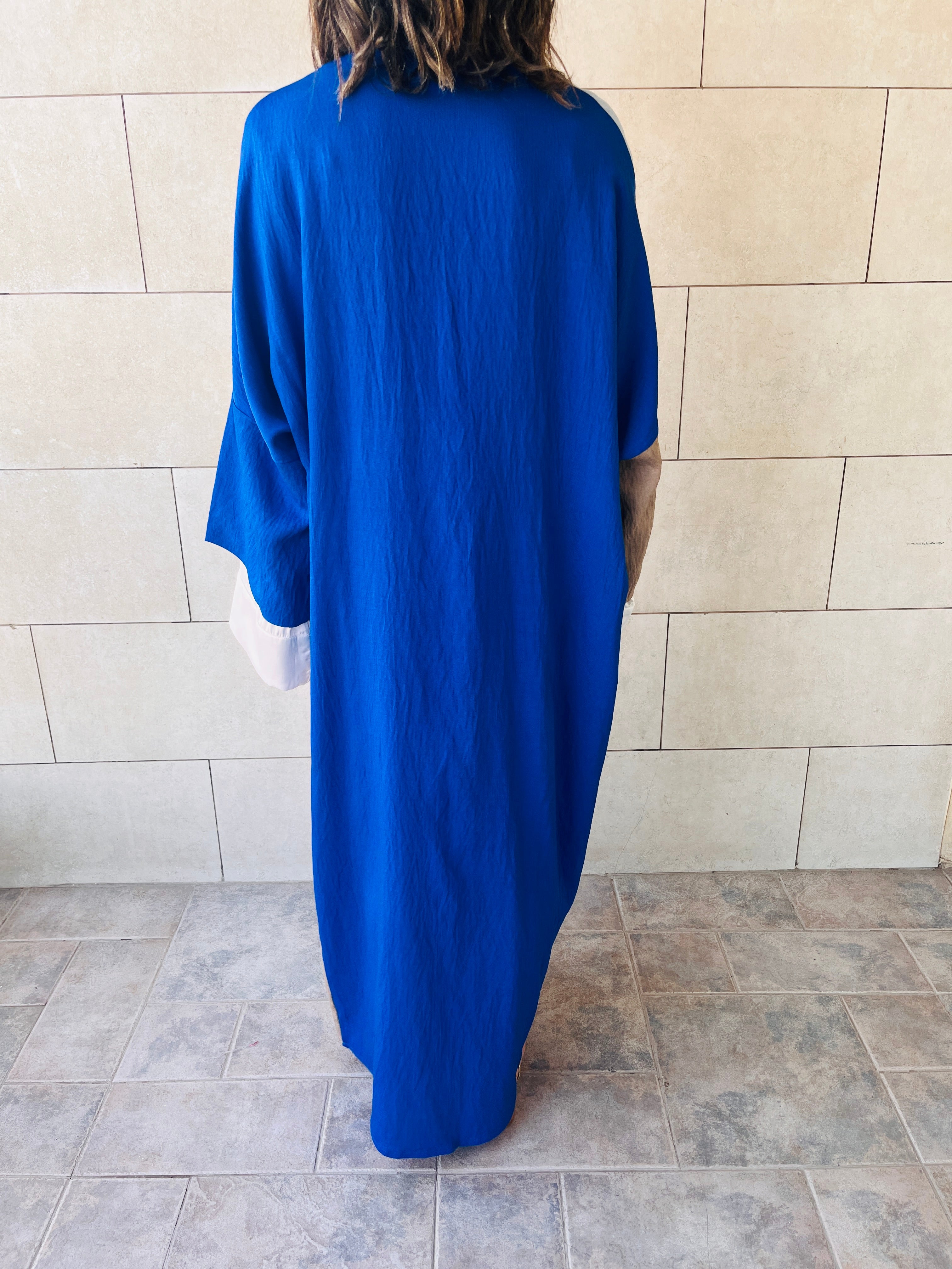 Blue Cubist Colorblock Kimono