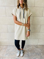 Beige Short Sleeve Hoodie