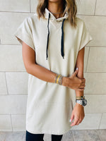 Beige Short Sleeve Hoodie