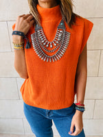 Orange Sleeveless Knit Vest